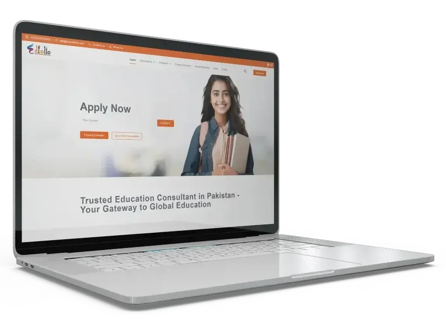 EdFolio study abroad website shown on a laptop